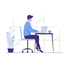 Sticker - Office work concept. Colored flat vector illustration. Isolated on white background. 