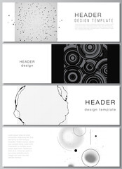 Poster - Vector layout of headers, banner design templates for website footer design, horizontal flyer design. Abstract technology black color science background. Digital data visualization. High tech concept.