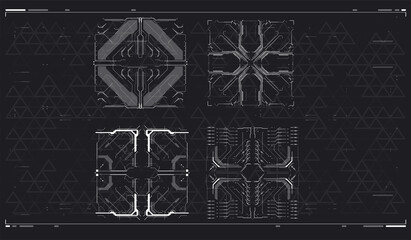 Poster - Futuristic HUD frames. Vector illustration. Sci fi technology template design. HUD concept. User Interface Square Frames Blocks Set.