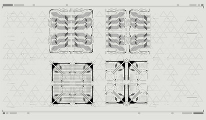 Poster - User Interface Square Frames Blocks Set. HUD concept. Sci fi technology template design. Vector illustration. Futuristic HUD frames.