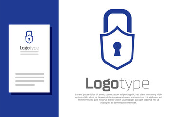 Sticker - Blue Lock icon isolated on white background. Padlock sign. Security, safety, protection, privacy concept. Logo design template element. Vector