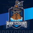 pirate ship logo esport design for gaming and vacation