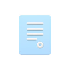 Poster - Business 3d contract with seal. Blue sheet with white stripes of abstract text