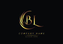Alphabet Letters BL Monogram Logo, Gold Color Elegant Classical