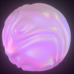 Aufkleber - Abstract holographic sphere with rippled and glitched surface. 3D illustration in retrofuturistic synthwave style.
