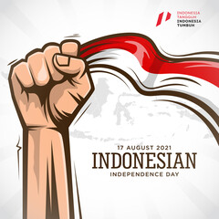 Hand drawn illustration of indonesian independence day Free Vector