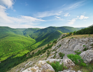 Wall Mural - Green mountain hills during the sunset