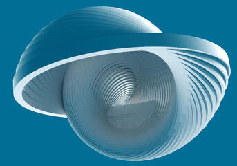 Poster - Abstraction with lines forming rings. Abstract geometry background. Texture from rings forms spiral. White-blue background. Wallpaper on abstract theme. Abstract lines for background. 3D rendering