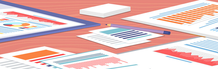 Poster - Visualize with business analytics. Work with statistical data analysis, changing indicators. Analyze statistical indicators, business data. Marketing research for presentation. Data financial report