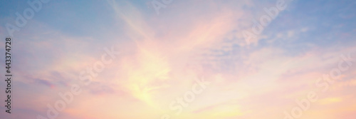 sky panorama Natural colors Evening sky Shine new day for Heaven,The light from heaven from the sky is  mystery, In the twilight golden atmosphere, Modern sheet structure design, New Banner Web 2021