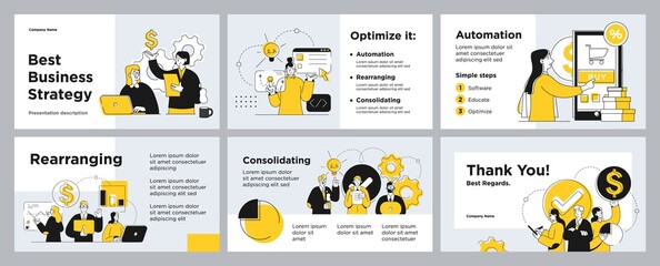 presentation and slide layout background. yellow design template with business people. use for busin