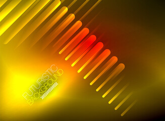 Bright neon color techno abstract background, shiny glowing neon lines in the dark background