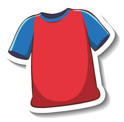 Wall Mural - A sticker template with a red t-shirt isolated