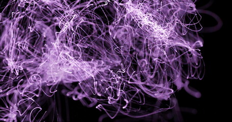 Wall Mural - Purple lights trails moving against black background