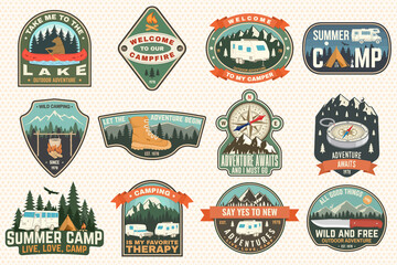 Wall Mural - set of rv camping badges, patches. vector concept for shirt or logo, print, stamp or tee. vintage ty