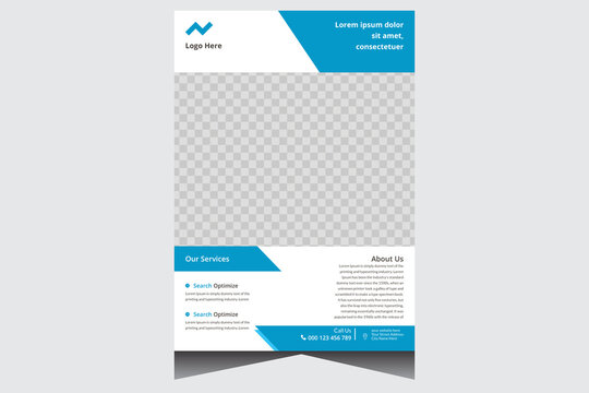 Blue and white creative agency flyer design template