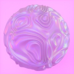 Aufkleber - Abstract holographic sphere with rippled and glitched surface. 3D illustration in retrofuturistic synthwave style.