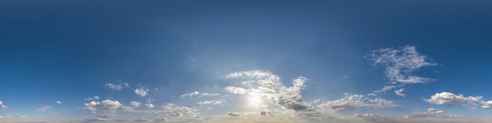 Wall Mural - clear blue sky with white beautiful clouds. seamless hdri panorama 360 degrees angle view with zenit