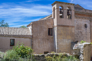 Sticker - Old church in Erice, small town in Trapani region of Sicily Island in Italy