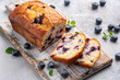 Blueberry loaf pound cake with fresh blueberries