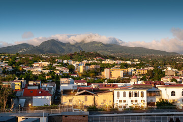 Fototapete - Basse-Terre city at dusk, capital of Guadeloupe.
