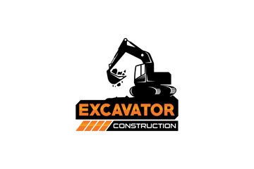 Excavator logo template vector. Heavy equipment logo vector for construction company. Creative excavator illustration for logo template.