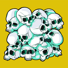 Cartoon Blue Skulls Wo Rolled T Design Vector Illustration For Use In Canvas Poster Design And Print