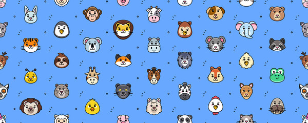 Wall Mural - Seamless pattern with Animals icons. Animal icons set. Icon design. Template elements