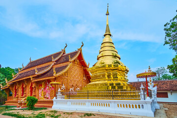 Sticker - The golden chedi of Wat Phrao family temple of Wat Phra That Lampang Luang, Lampang, Thailand