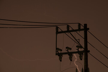 Thunders near an Electric Power Pole