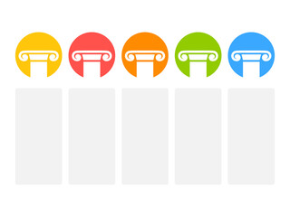 Wall Mural - five pillars icon chart. clipart image isolated on white background