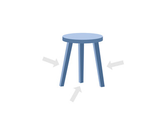 Canvas Print - three legged stool with arrows icon. clipart image isolated on white background