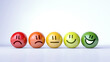 Rating emotion faces, sad to happy 3D render