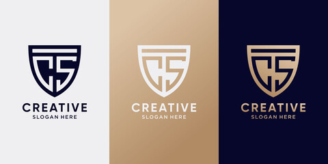 Shield logo design initial letter CS with creative concept. Logo icon for business company and personal