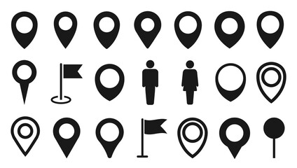 Poster - map pointer icon set or gps location icon