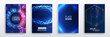 Blue layout futuristic brochures, flyers, placards. Contemporary science and digital technology concept. Vector template for brochure or cover with hi-tech elements background.