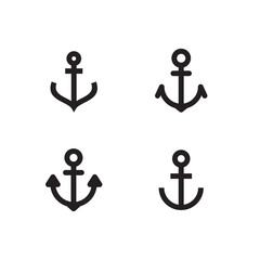 Poster - Set of Simple Various Anchor Icon Illustration Design, Silhouette of Anchor Symbol Collection Template Vector