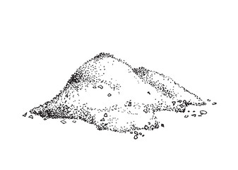 Pile of finely ground sea salt, engraving vector illustration isolated.