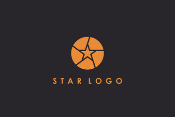 Poster - Circle Star Logo. Vintage Star Icon with Geometric Radial Rays of Starburst isolated on Black Background. Usable for Business and Branding Logos. Flat Vector Logo Design Template Element.
