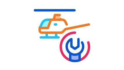 Sticker - Helicopter Wrench Icon Animation. color Helicopter Wrench animated icon on white background