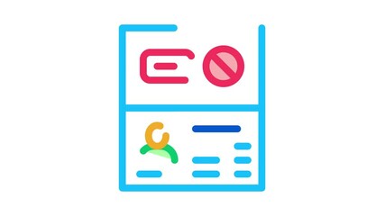 Poster - Passport Denial Icon Animation. color Passport Denial animated icon on white background
