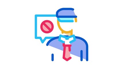 Poster - Policeman Denial Icon Animation. color Policeman Denial animated icon on white background