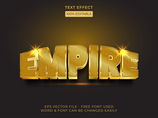 Empire text effect style. Editable text font effect gold theme.