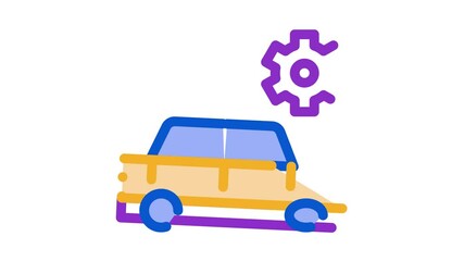 Canvas Print - Broken Car Gear Icon Animation. color Broken Car Gear animated icon on white background