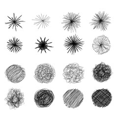 Poster - Ink pen round scrawl collection - various round shapes of hand drawn scribble line drawings.