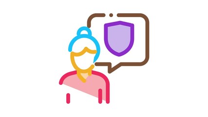 Poster - Old Woman Shield Icon Animation. color Old Woman Shield animated icon on white background