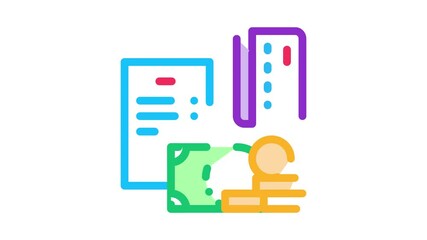 Poster - Money Coin Card Icon Animation. color Money Coin Card animated icon on white background