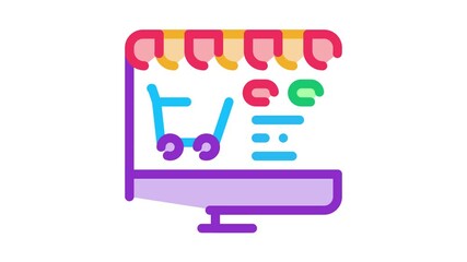 Sticker - Online Shopping Icon Animation. color Online Shopping animated icon on white background