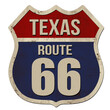 Texas, Route 66 vintage rusty metal sign