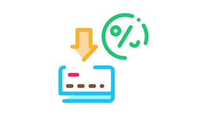 Poster - Card Percentage Icon Animation. color Card Percentage animated icon on white background